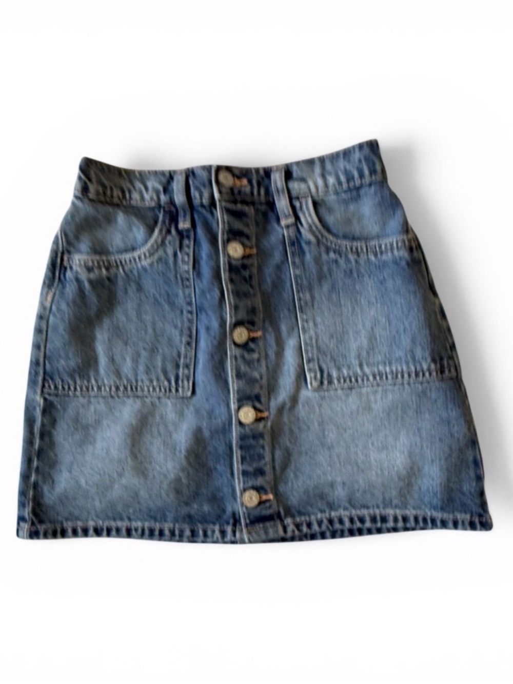 Girl’s Denim Button-Front Mini Skirt - Blue